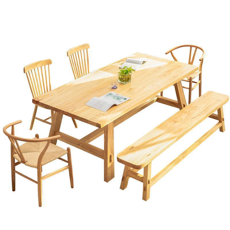Rectangle Dining Table Contemporary Style Solid Wood Dinner Table for Home Kitchen