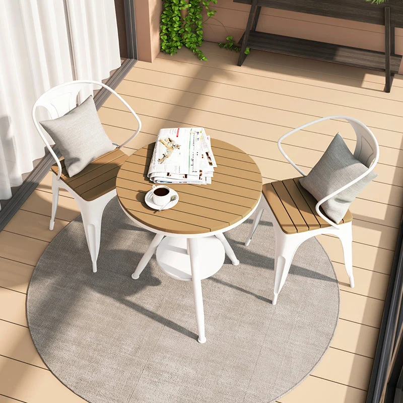 Modern Round Dining Table Metal Pedestal Casual Adjustable Height Dining Table