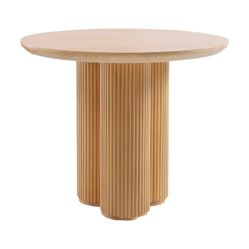 Solid Wood Dining Table Contemporary Style Brown Round Dinner Table