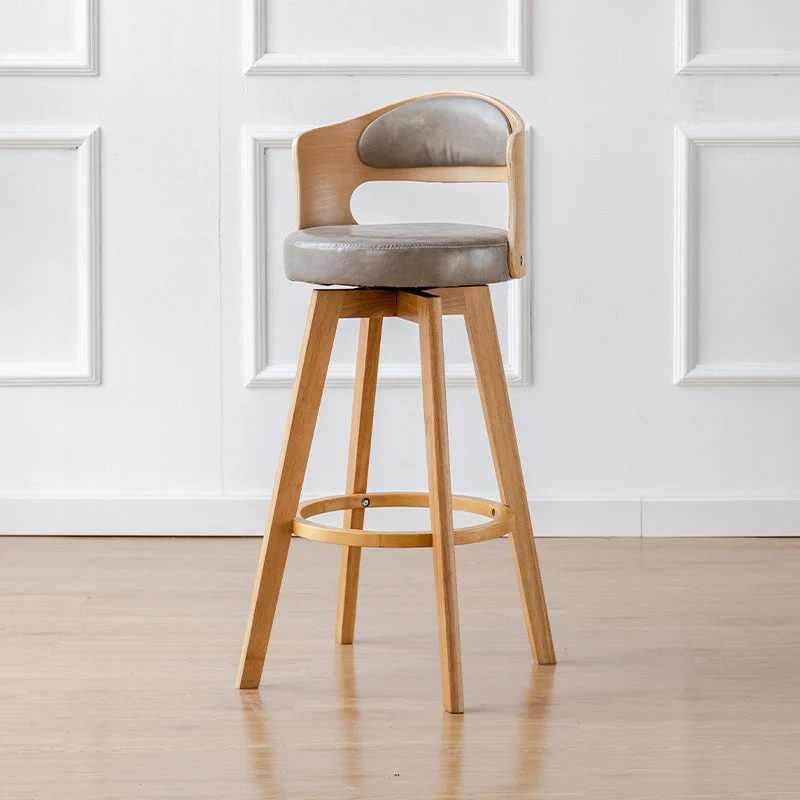 Contemporary Wood Stool Faux Leather Counter Stool in Matte Finish for Indoor