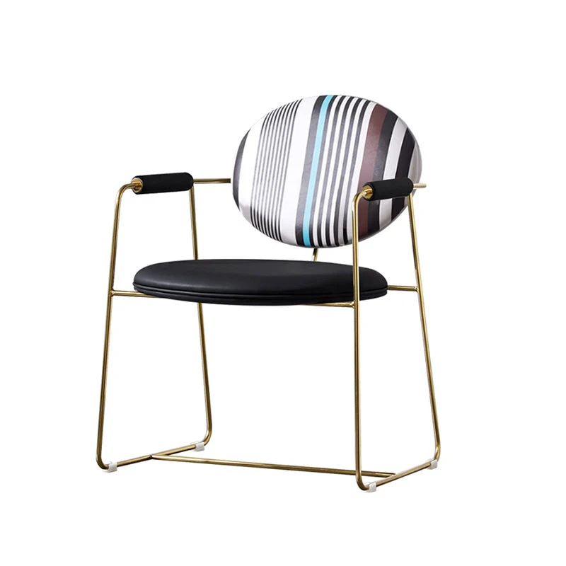 Upholstered Arm Chair Gold Base Dining Chair for Dining Room