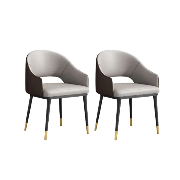Glam Upholstered Arm Chair Faux Leather Open Back Dining Arm Chair for Home