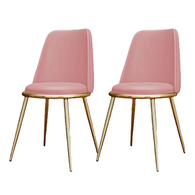Glam Armless Dining Chairs Upholstered Dining Side Chairs with Gold Legs