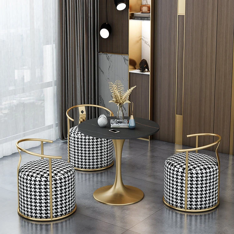 Round Tulip Base Luxury Table Black Fixed Table with Sintered Stone