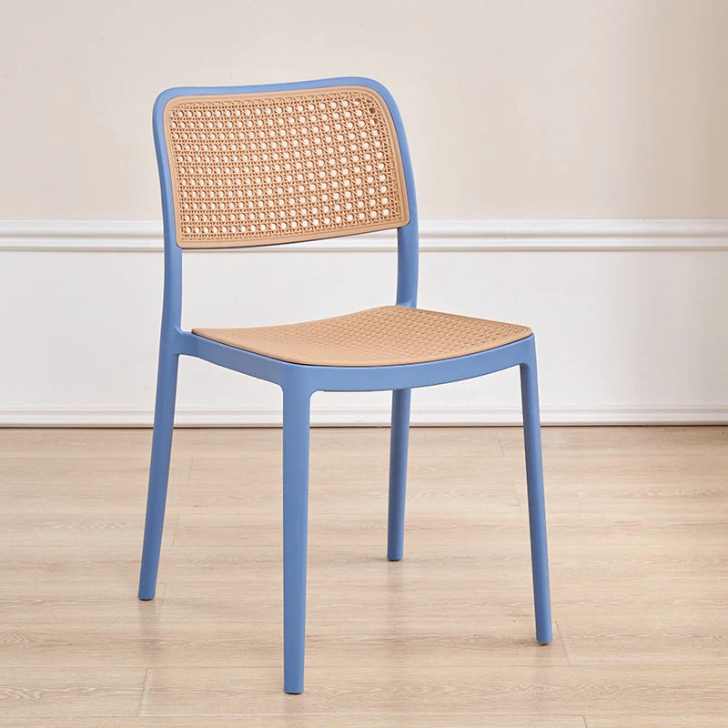 Plastic Patio Dining Side Chair Indoor Armless Open Back Chair