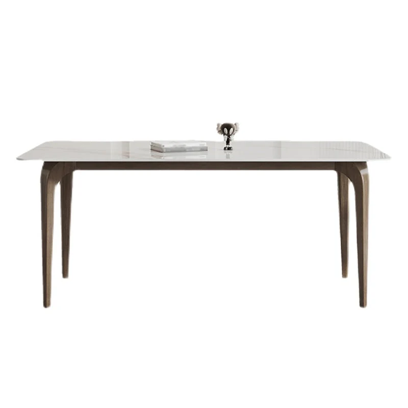 Sintered Stone White Dining Table Industrial Style 4 Legs Table for Dining Room