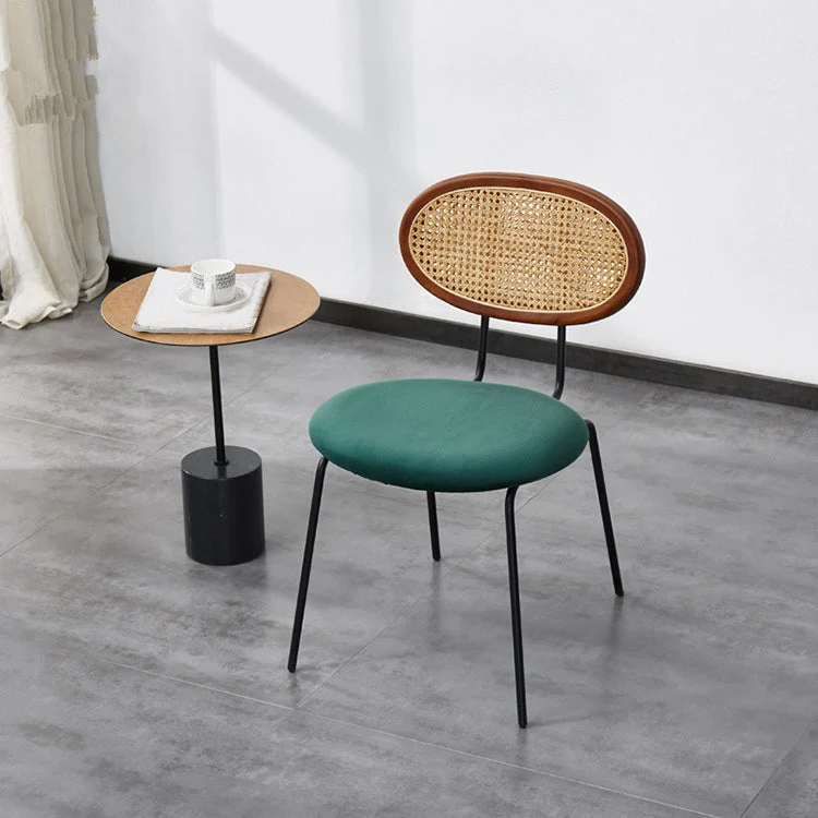 Upholstered Dining Chairs Open Back Dining Side Chair with Black Metal Legs