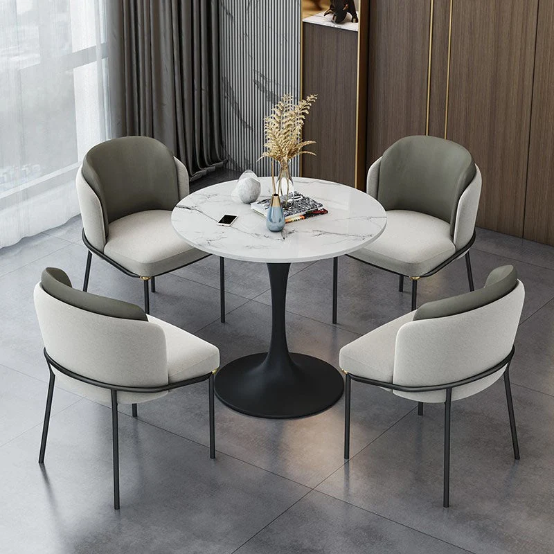 Modern Style Round Dining Table Sintered Stone Tulip Table for Dining Room