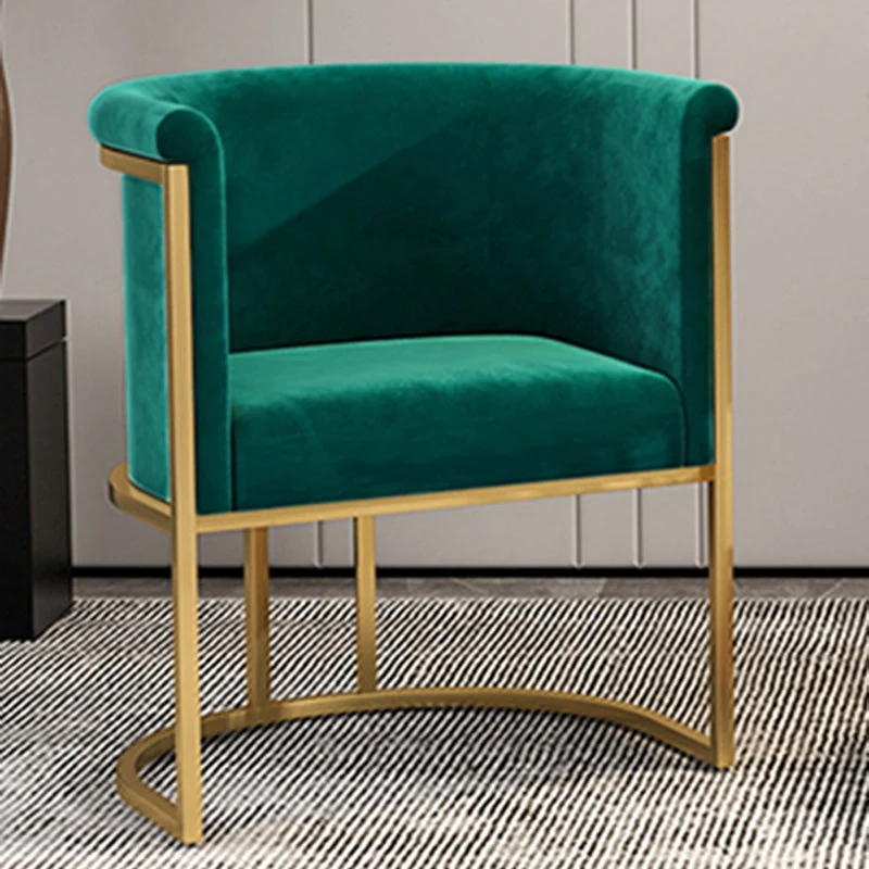 Upholstered Arm Chair Velvet Gold Base Dining Chair for Dining Room