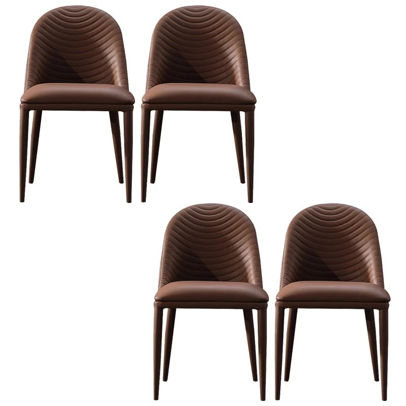 Parsons Side Chair Leather Metal Base Dining Chair for Dining Room
