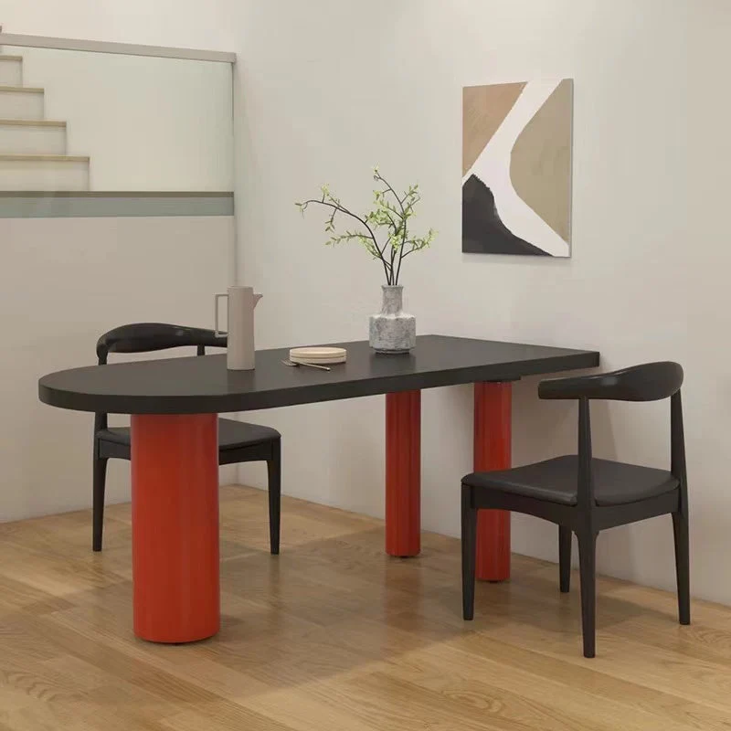 Freeform Solid Wood Dining Table Modern Furniture with Tripod Base in Matte Finish