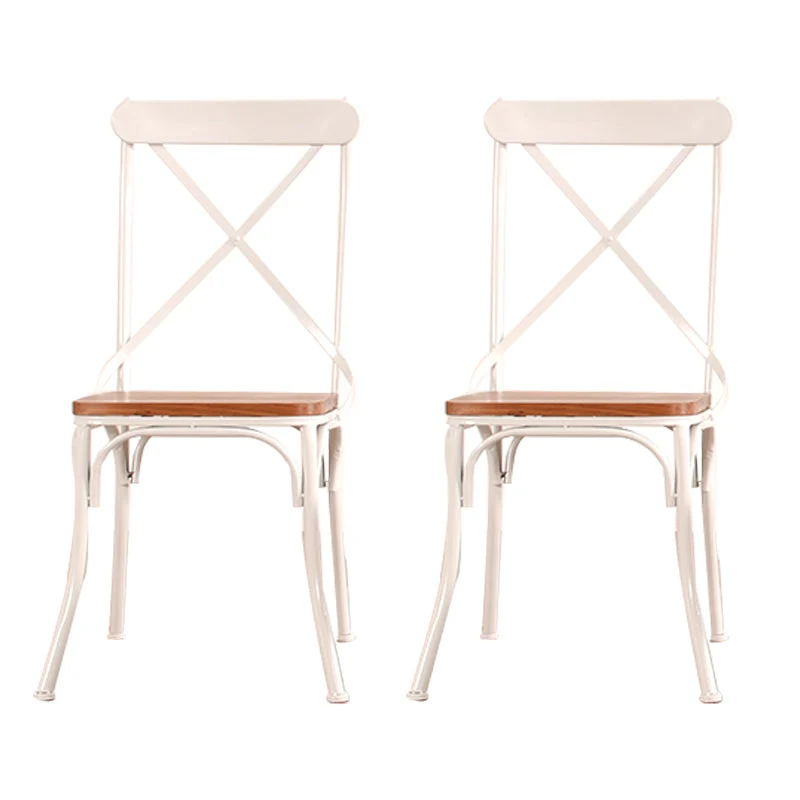 Industrial Cross Back Side Chair Metal Dining Armless Indoor Chair