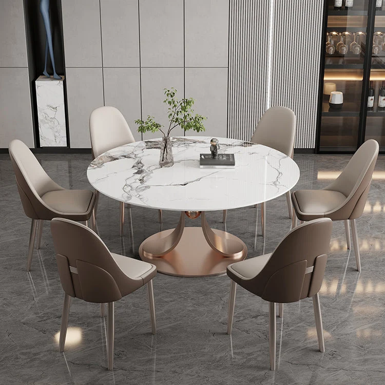 Rose Base Pedestal Dining Table Traditional Luxury Round Stone Dining Table