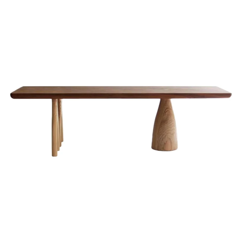 Solid Wood Dining Table Contemporary Style Brown Rectangle Table for Home Kitchen