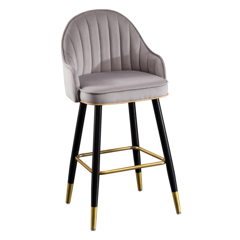 Flannel Seat Barstool Nordic Style Iron 4 Legs Bar Stool for Dining Room