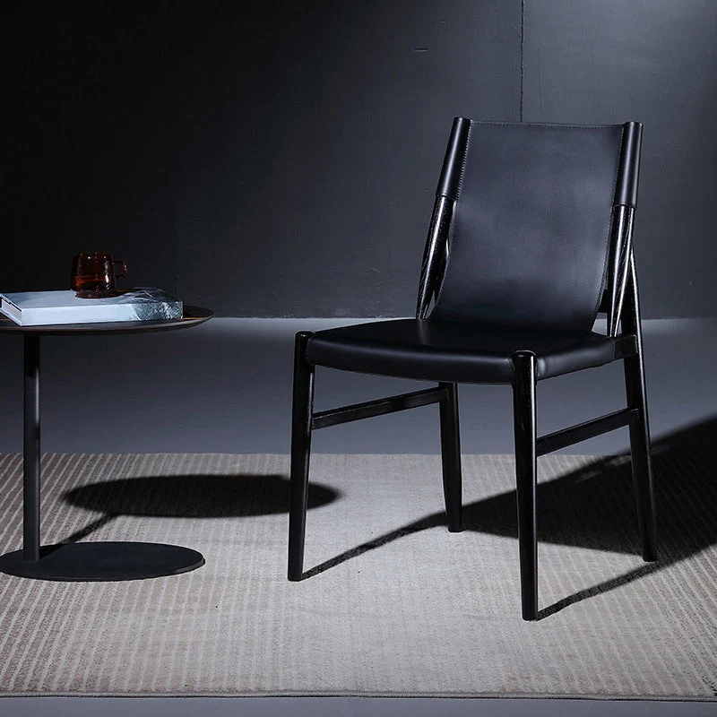 Dining Room Industrial Side Chair Faux Leather Parsons Chair