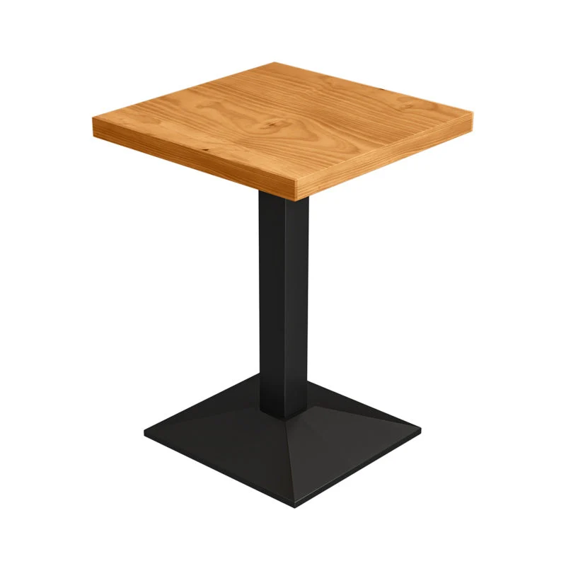 Metal Industrial Dining Table Pine Wood Top Table with Pedestal Base
