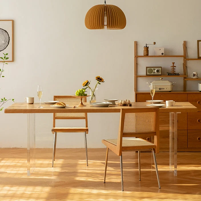 Simple Style Dining Table Rectangle Brown Table for Home Kitchen