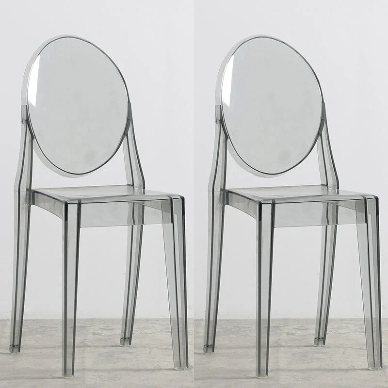 Indoor Plastic Dining Armless Chair King Louis Back Side Chair