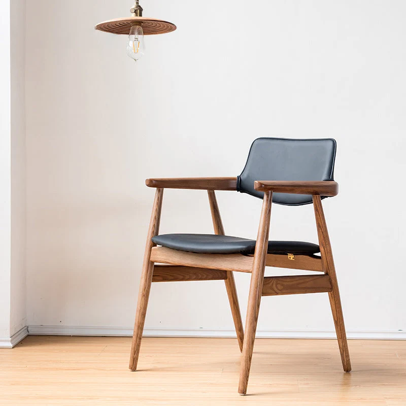 Contemporary Arm Chair Wood Open Back Dining Room Chair for Indoor
