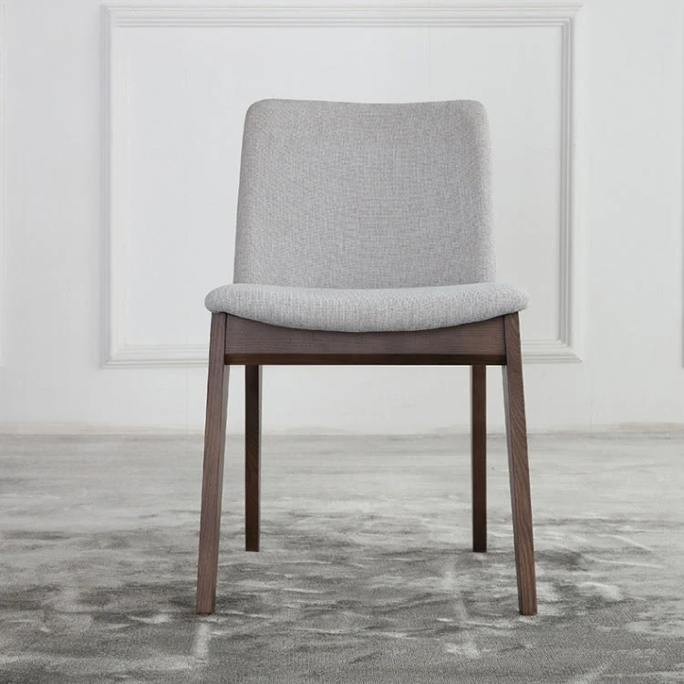 White Upholstered Dining Chairs Kitchen Dining Armless Chair with Wood Legs