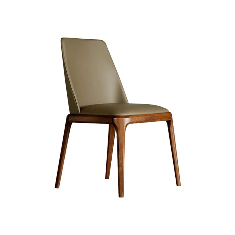 Industrial Solid Wood Dining Chair Faux Leather Side Chair with Upholstered