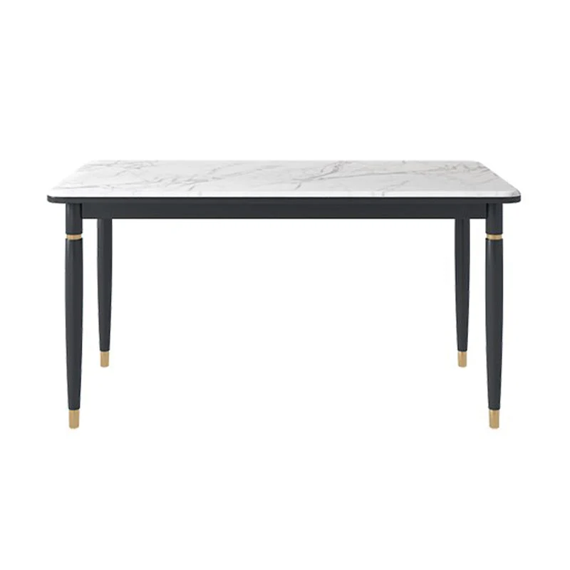 Sintered Stone Dining Table Traditional Luxury White Top Table with 4 Legs