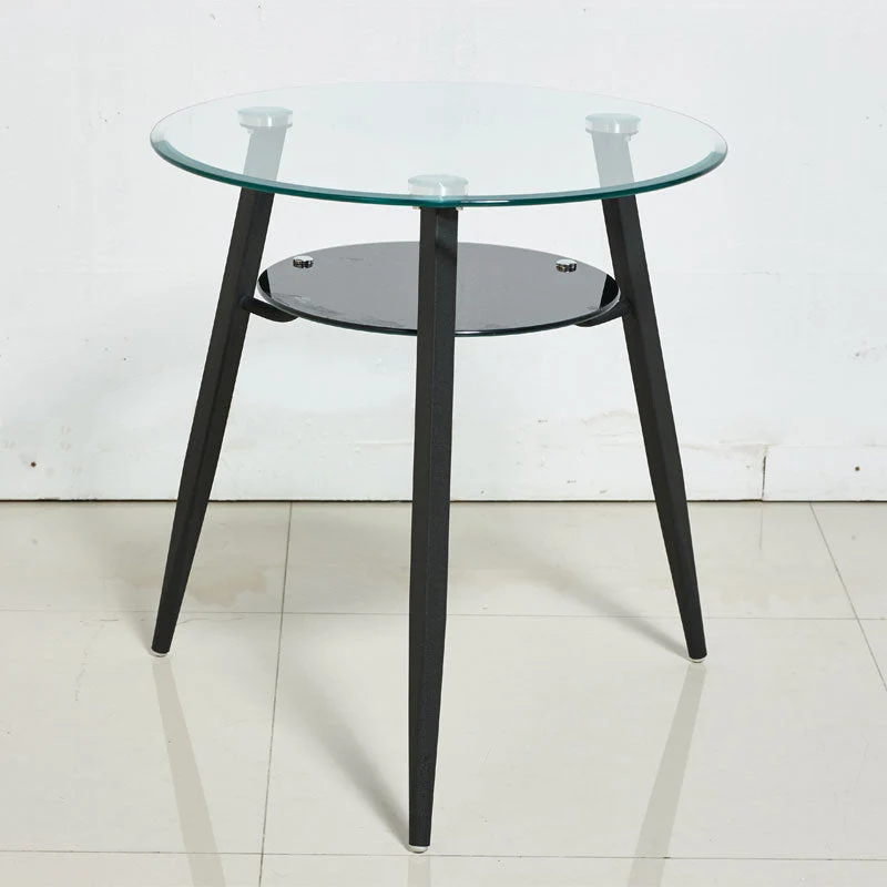 Modern Style Round Furniture Clear Glass Dining Site Table with Tripod Base