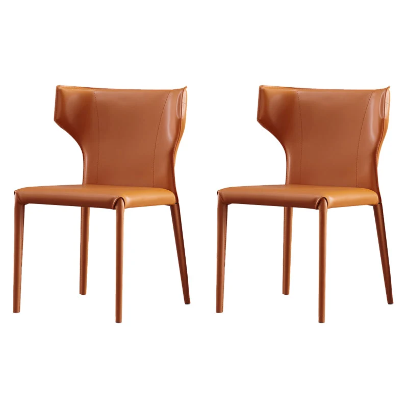 Faux Leather Kitchen Armless Chair Wingback Side Chair in Orange