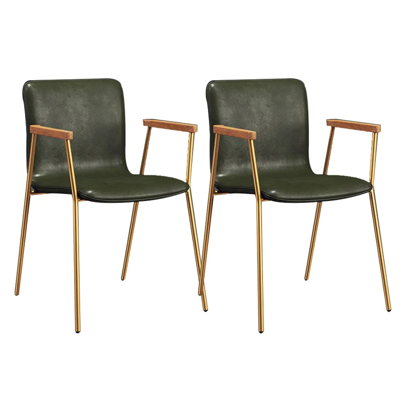 Industrial Metal Chair Dining Room Faux Leather Upholstered Arm Chair