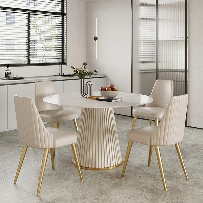 Sintered Stone Dining Table Round Traditional Luxury Dining Table