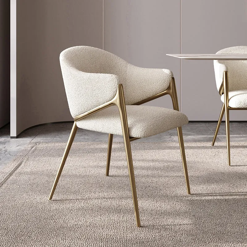 Glam Indoor Upholstered Dining Chair Gold Legs Parsons Arm Chair