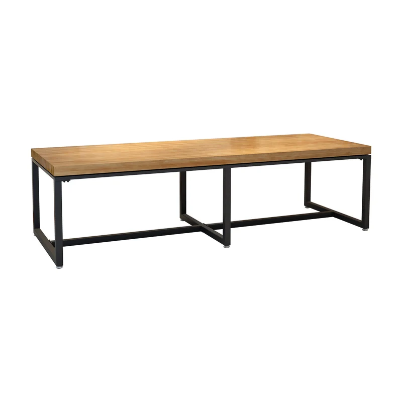 Rectangle Dining Table Industrial Solid Wood Dining Table with Metal Base