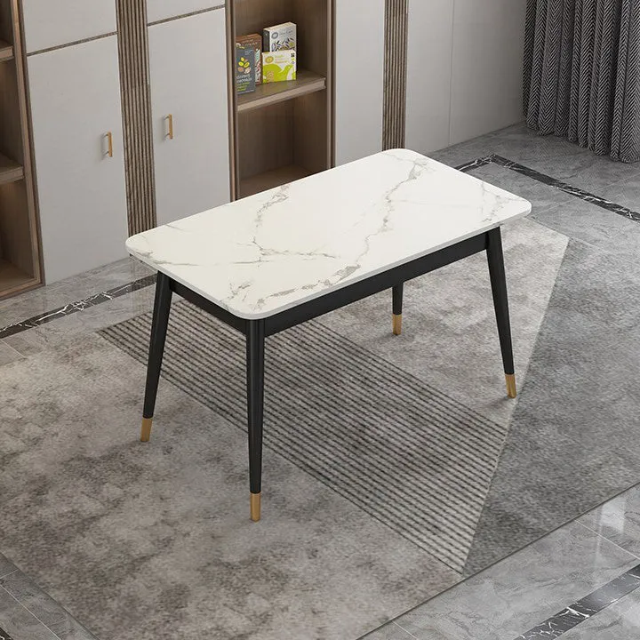 Traditional Luxury Dining Table White Top Rectangle 4 Legs Table for Home