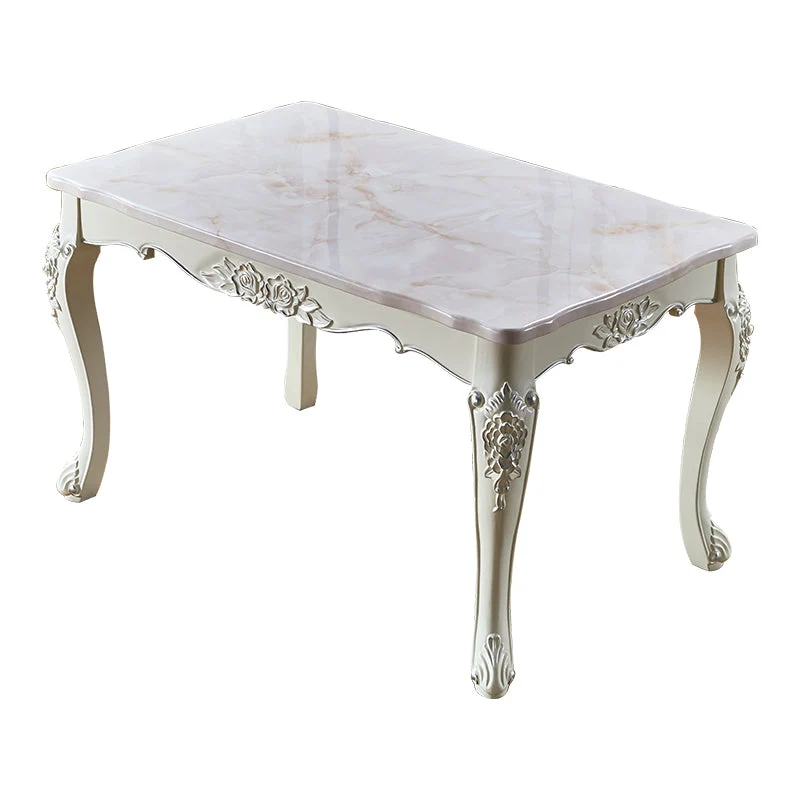 Rectangle Victorian Style Dining Table Fixed Table with Stone