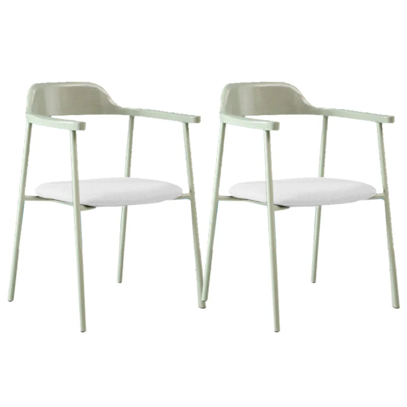 Industrial Indoor-Outdoor Chair Open Back Upholstered Dining Arm Chair