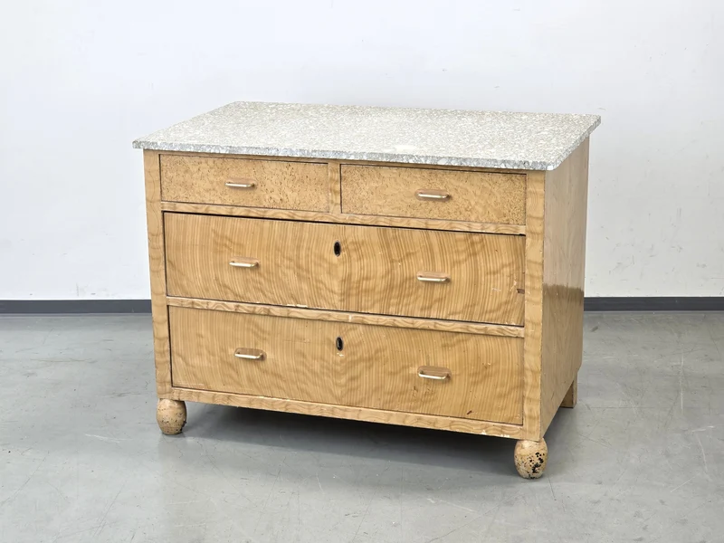 ART DECO KOMMODE Terrazzo Maserbirke Vintage Anrichte 30er Antik