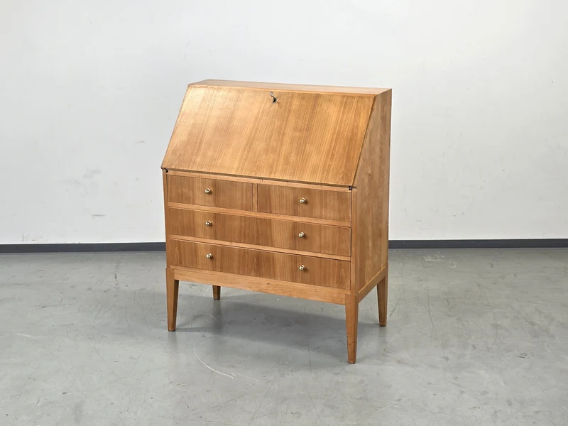 HÄKLI SEKRETÄR Birke Teak Vintage Mid Century Kommode Schreibtisch