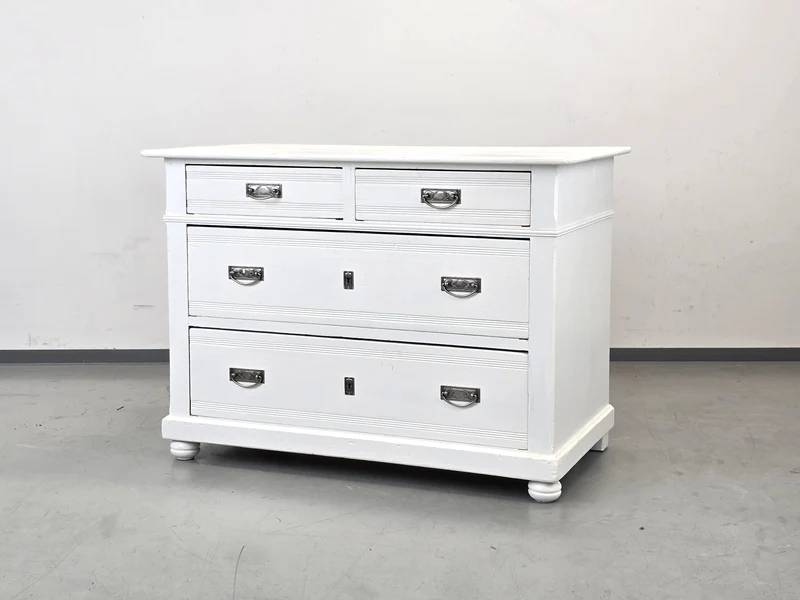 BIEDERMEIER KOMMODE Weiss Shabby Chic Landhaus Vintage Holz Alt