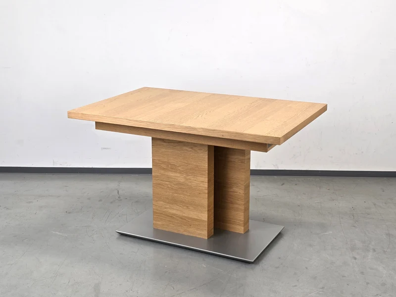 VARIANO ESSTISCH Eiche Ausziehbar Säulentisch Funktionstisch Edelstahl Modern