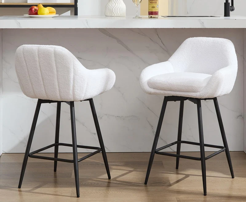 Garvee Barhocker-Set, 2er-Set, stabile Metallbeine, 66 cm, für Küche und Hausbar, Weiß