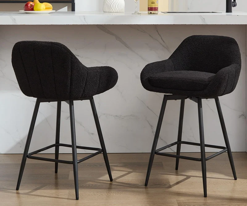 Garvee Barhocker-Set, 2er-Set, stabile Metallbeine, 66 cm, für Küche und Hausbar, Schwarz