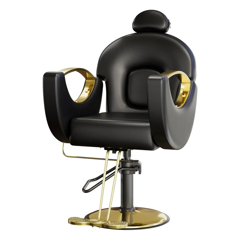 Garvee Friseurstuhl, 360° drehbar, für Friseursalon und Barbershop, Schwarz-Gold