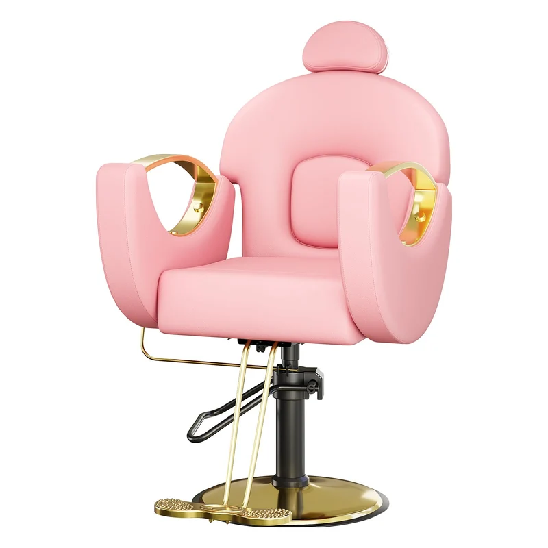 Garvee Friseurstuhl, 360° drehbar, höhenverstellbar, für Friseursalon und Barbershop, Rosa-Gold