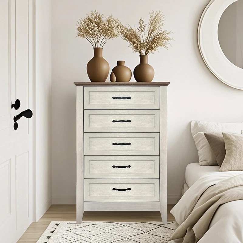 Garvee Kommode mit 5 Schubladen, wasserabweisend, für Schlafzimmer und Wohnzimmer, braun