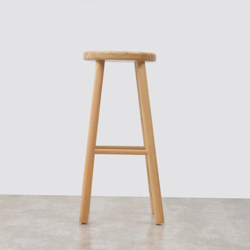 Industrial Solid Wood Counter Stool Round Backless Bar Stool with Footrest
