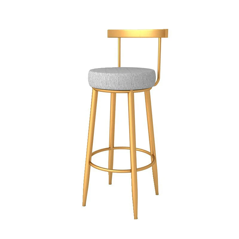 Glam Armless Backrest Counter Stool Iron Bar Stool with Cushion and Pedal for Kitchen
