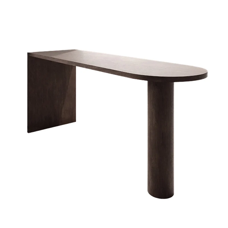 Specialty Solid Wood Bar Table Brown Double Pedestal Bar Height Pub Table