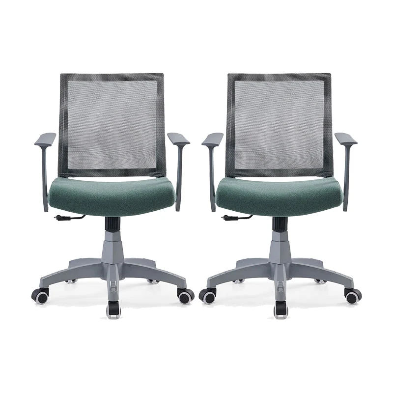 Mesh Mid Back Desk Chair Contemporary Fixed Arms Office Chair with Wheels