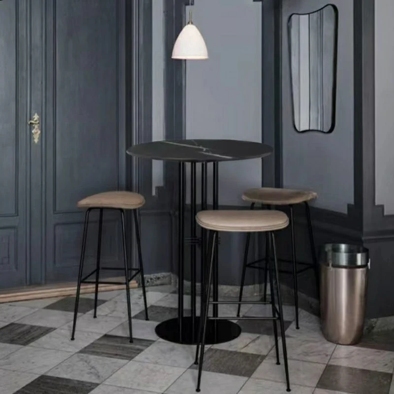 Pedestal Pub Table 41.3"H Glam Round Bar Height Bar Table with Stone Top